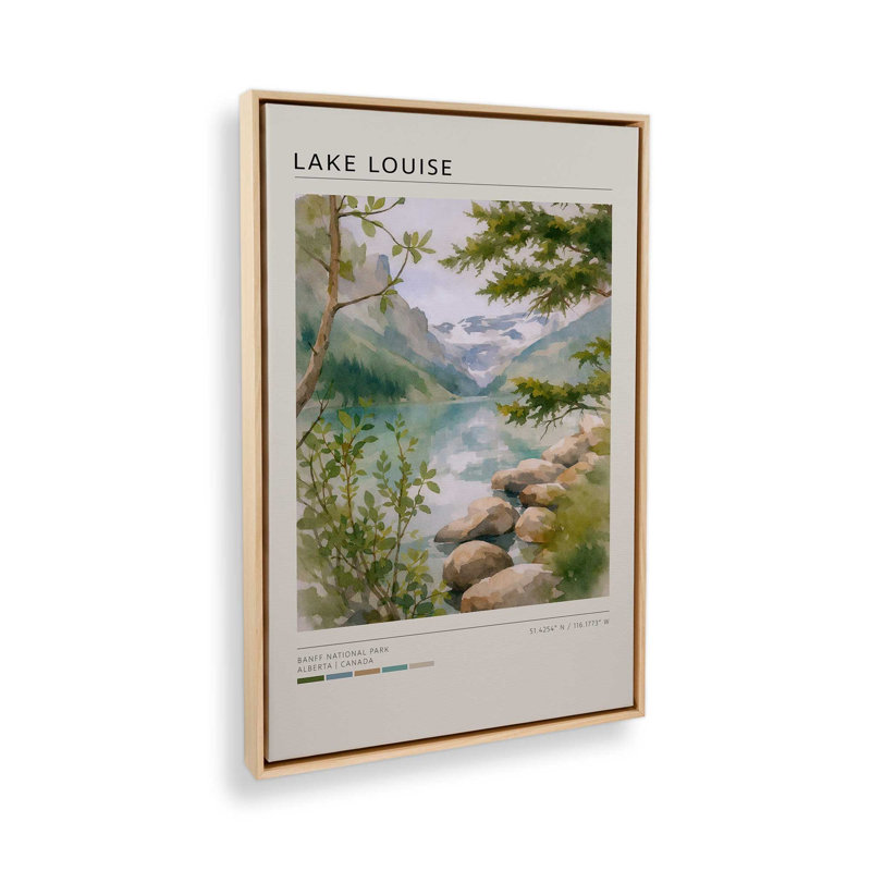 Lake Louise, reproduction d'art sur toile, 32 po x 48 po, Cadre flottant en érable américain