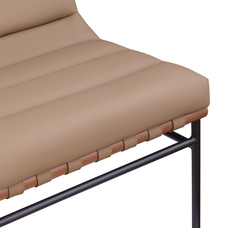 Fauteuil sans accoudoirs 24,5 Evgheni, Cuir brun clair végétalien