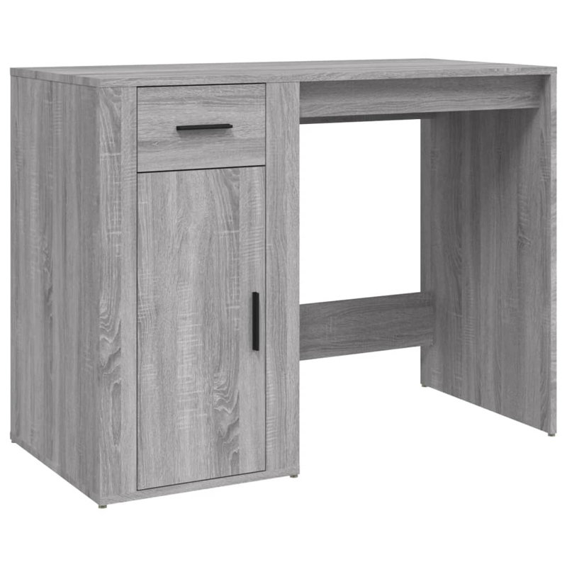 Latitude Run Desk With Cabinet Engineered Wood, Grey