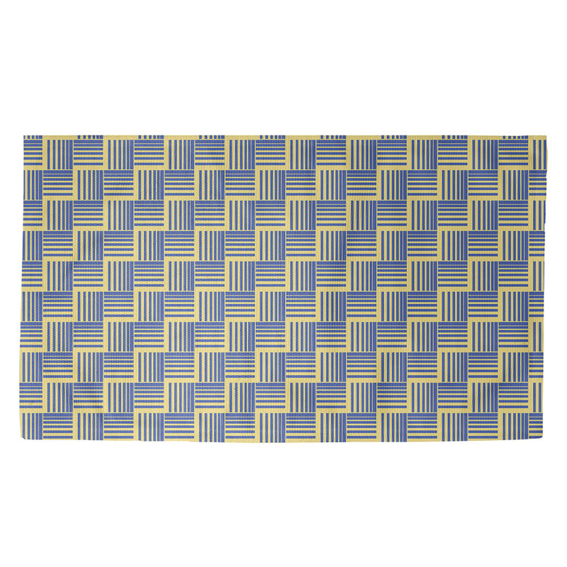 Rayures tressées bleu/jaune Tapis décoratif, Rectangle 2 pi x 3 pi