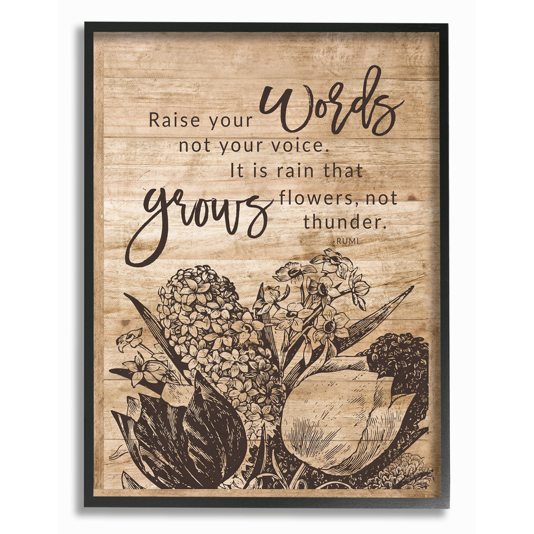 " Rain Grows Flowers Rumi Quote " Stupell Industries 