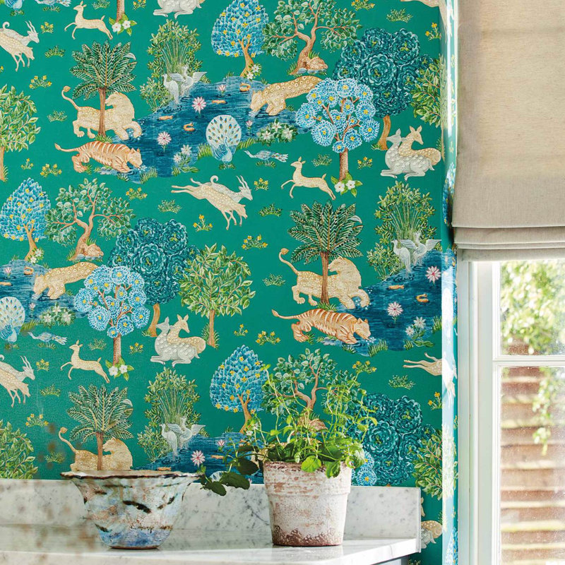Pamir Garden Wallpaper, Teal/Peacock