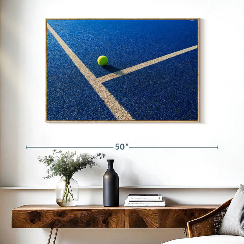 Balle de tennis, Cadre flottant en bois naturel, 40 po x 27 po
