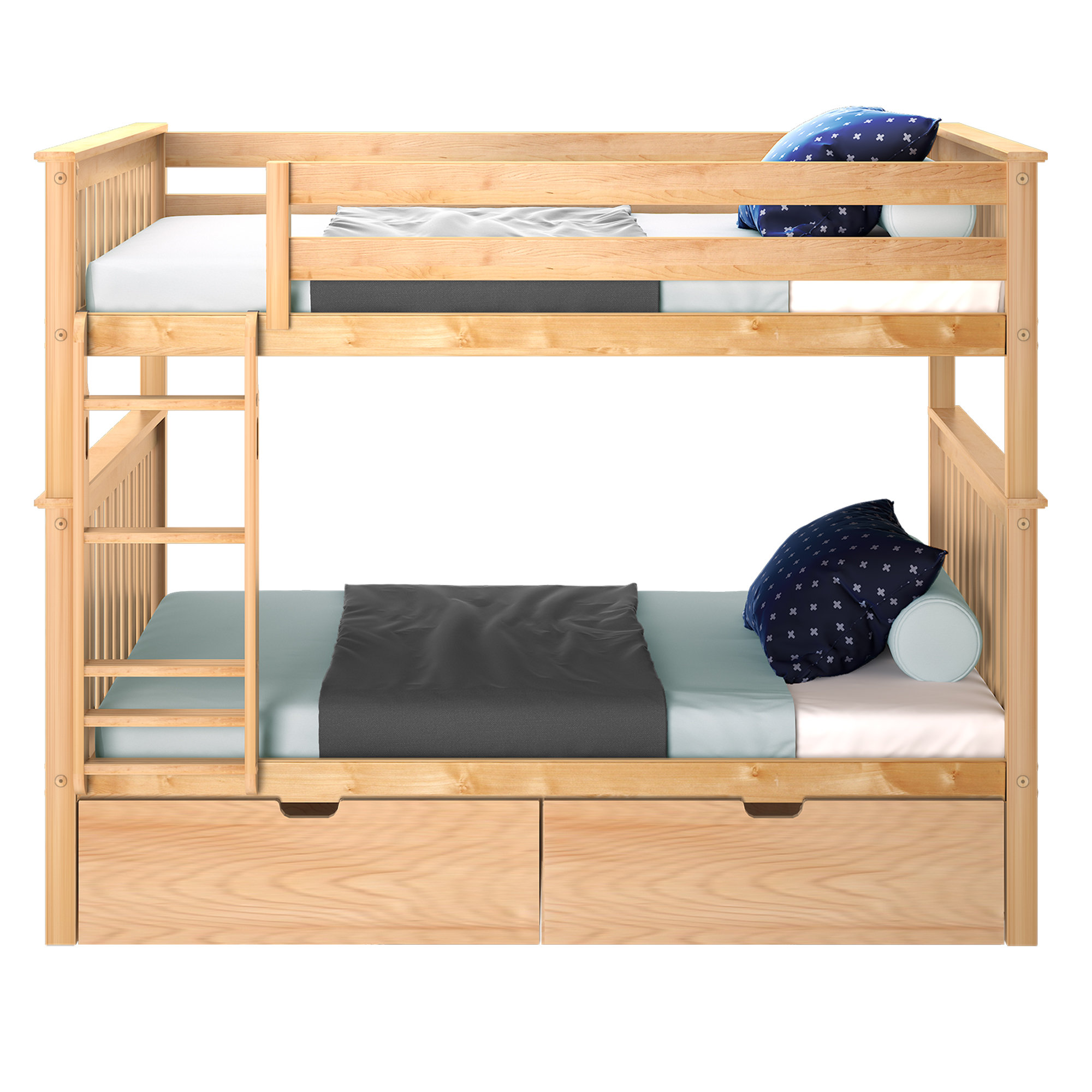 Bolles Kids Bunk Bed with Drawers, Full over Full, Natural