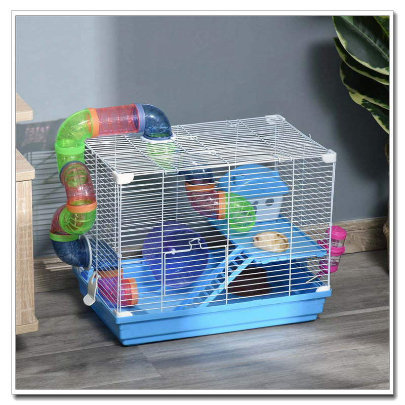 2-Tier Hamster Cage with Wheel and Water Bottle
