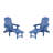 2-Piece Dark Blue All-Season Outdoor Lounge Chairs, Stainless Steel & Wood+Plastic Construction,  For Patio Leisure, Garden Relaxation Moments & Year-Round Outdoor Leisure Spaces-238750801