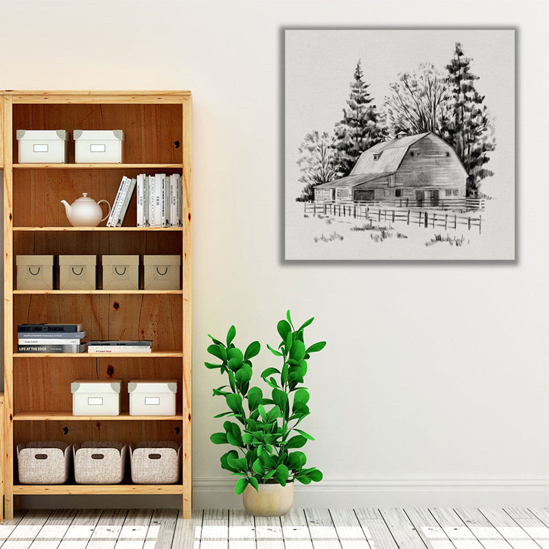 «Distant Barn S Croquis I», impression sur toile, H 30 po x l 30 po