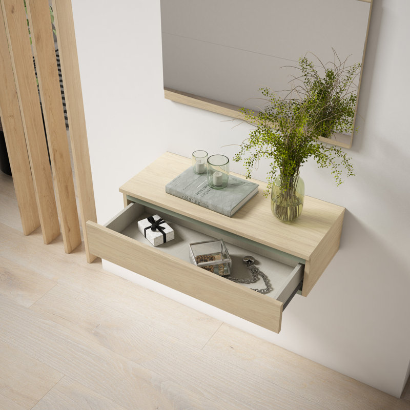 Lineberger 2 Piece Floating Shelf Set, Natural/Green