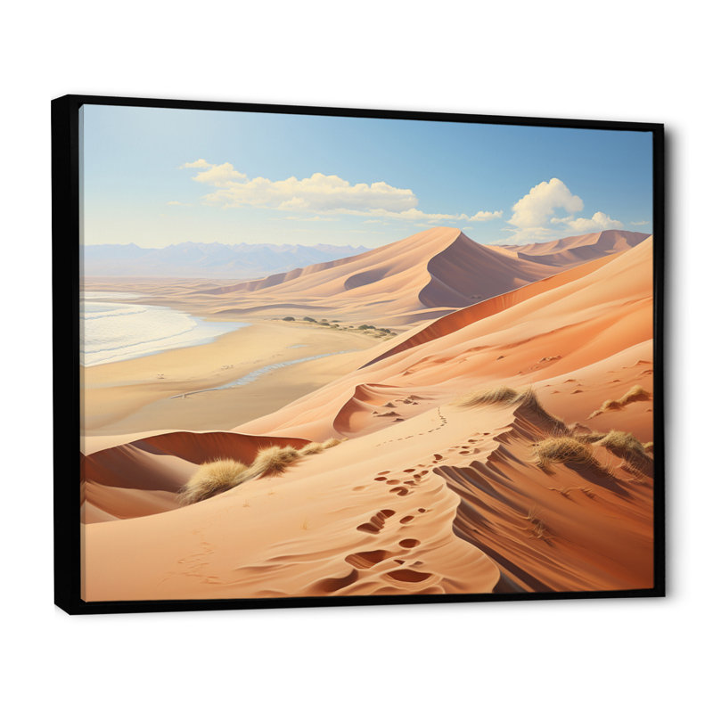 Desert White Dunes Majesty I - paysages, impressions d'art mural, H 30 po x l 40 po x P 1,5 po, Cadre flottant noir