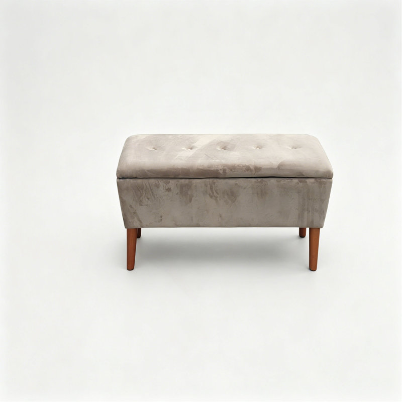 Banc repose-pieds rectangulaire de 42 po en lin, tabouret bas moderne avec repose-pieds en bois massif, banc à chaussures multi-usage et banc de bout de lit pour le salon / chambre à coucher