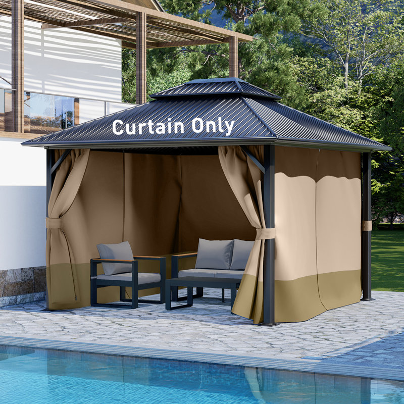 Rideaux de pavillon 4 panneaux de remplacement Aoodor, H 82,7 po x l 120 po x P 144 po, Sable jaune et kaki