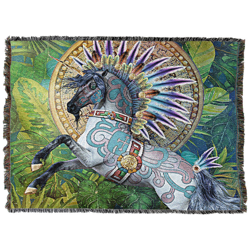 Jeté Taavii Pure Country Weavers par Laurie Prindle - jeté en licorne fantaisie tissé à partir de coton - fabriqué aux États-Unis (72 x 54)