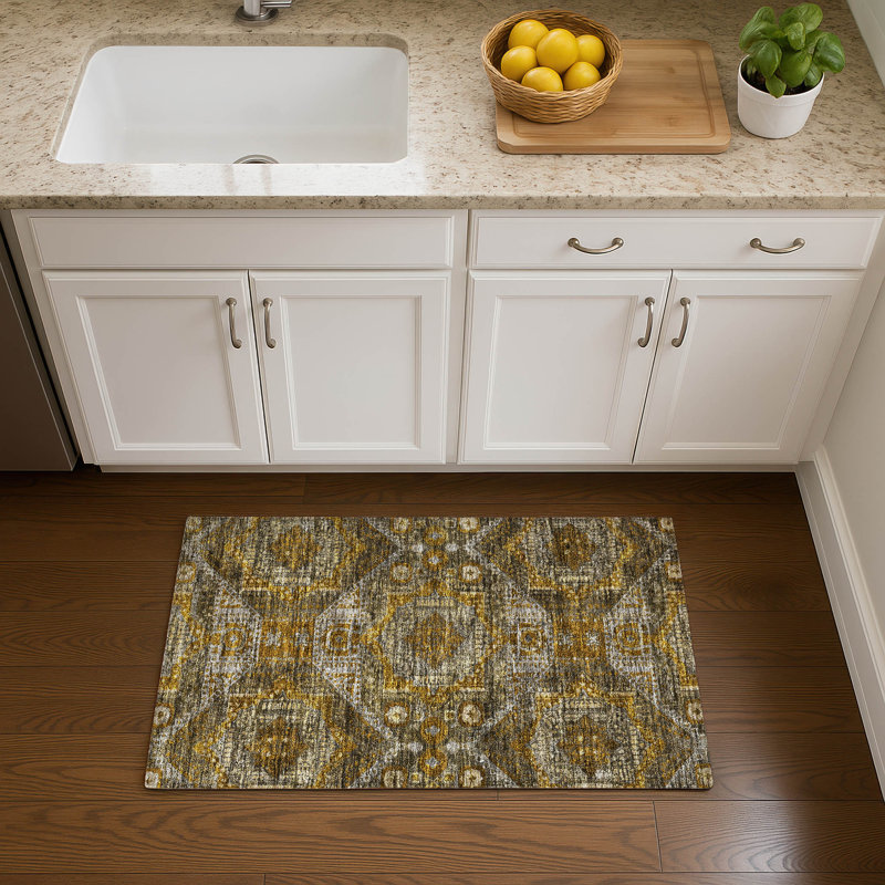 Premium Machine Washable Mayfield AMF1928 Global Rug, Rectangle 1'8" x 2'6"