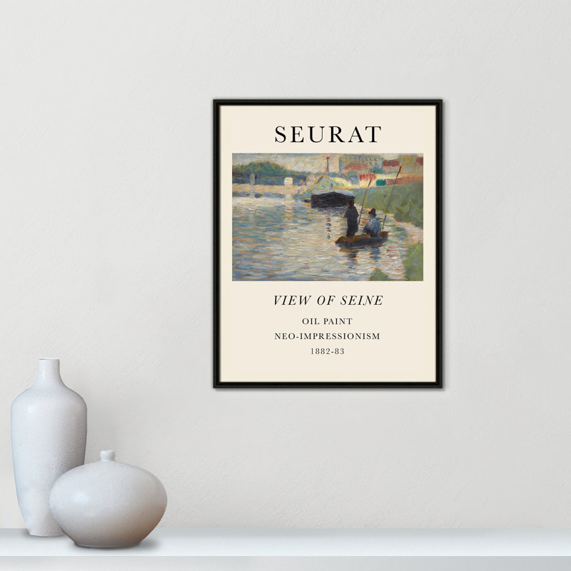 View Of Seine by Georges Seurat, Espresso Floater Frame, 61.5" H x 41.5" W x 2" D, No