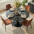 4 - Person Dining Table Sets With Round Table & 4 Upholstered Chenille Chairs-1337041736