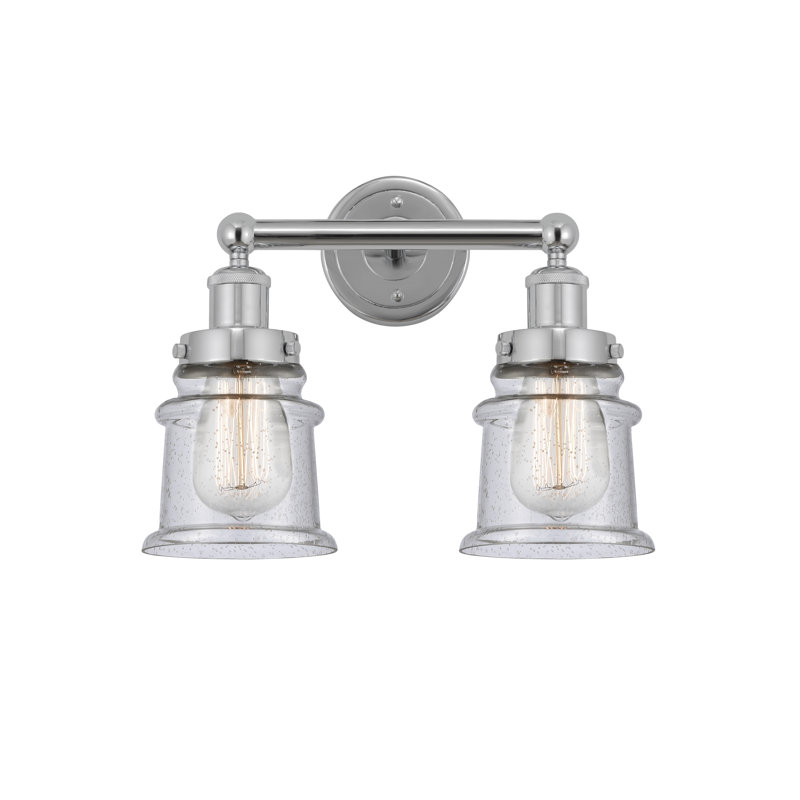 Petit meuble-lavabo pour salle de bain 2 lumières Cailen de la collection Edison, Granuleux, Chrome poli