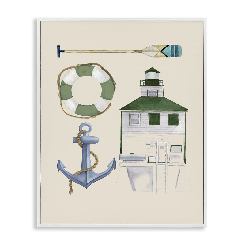 Art nautique et giclée par Brooke Pajkurich, Estampe numérique encadrée blanc bord de mer, H 20 po x l 16 po