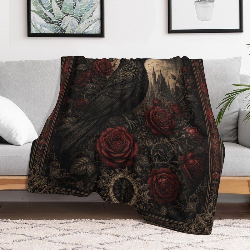 Jeté Raven Roses Moon Castle, 40 po x 50 po