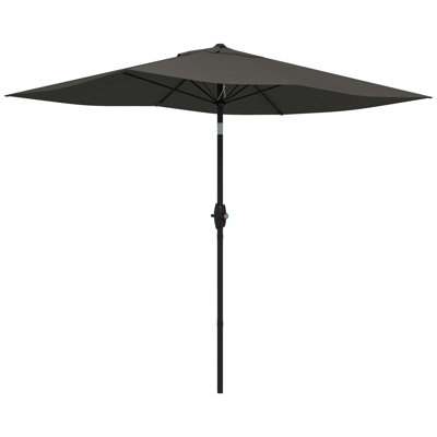 Outsunny 6.5' X 10' Rectangular Market Umbrella, Patio Outdoor Table Umbrella With Crank And Push Button Tilt -  Arlmont & Co., 604834DA48A248EEA1AEC45BA935814C