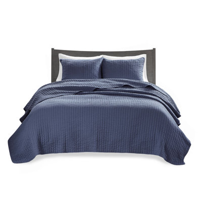 3 Piece Quilt Set Navy King/Cal King