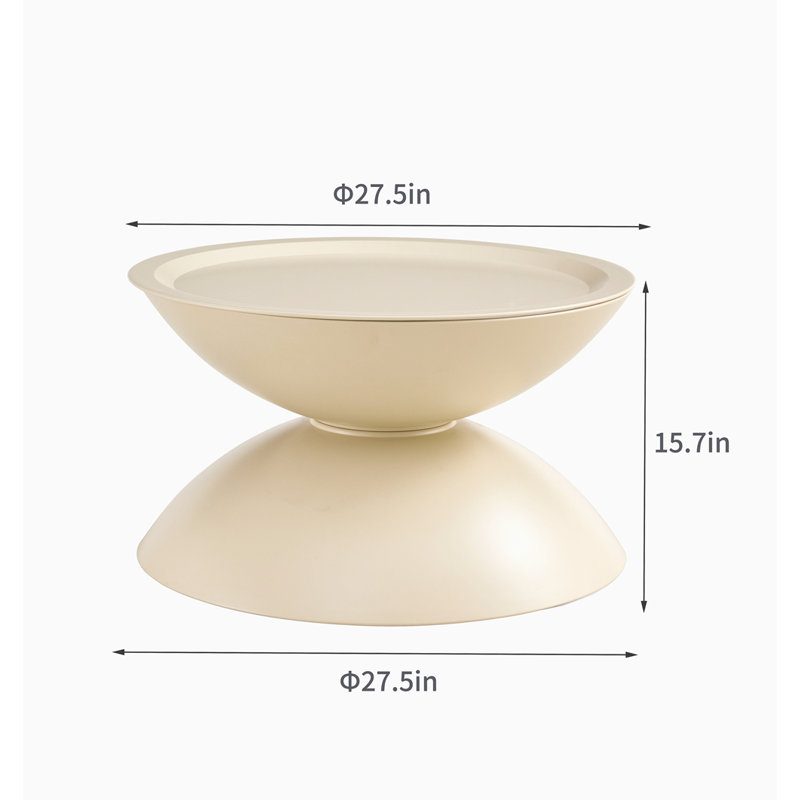 Coffee Round Tables With STORGE MOVABLE TABLE TOP MULTIFUNCTIONAL END SIDE TABLE, 15.82'' H x 27.62'' L x 27.62'' W, White