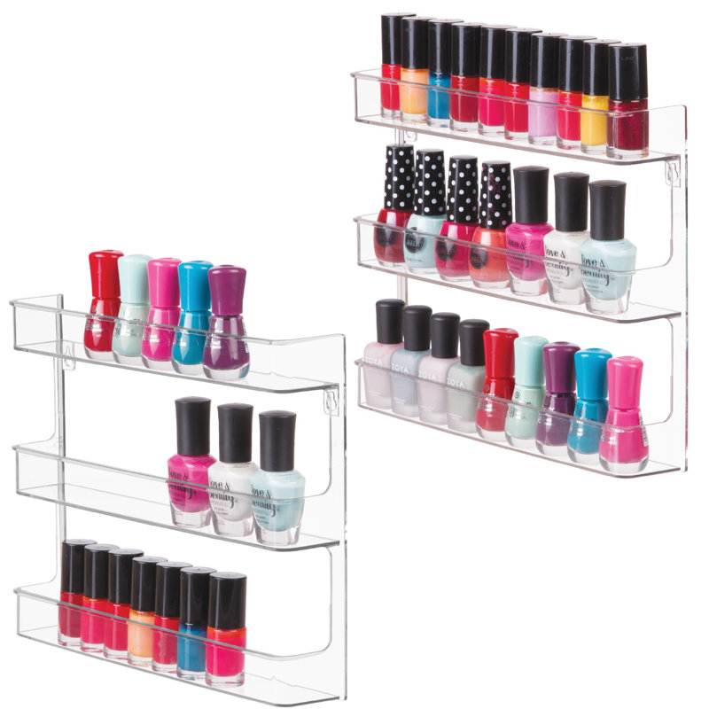 Organisateur de vernis à ongles et cosmétiques iDesign Clarity, paquet de 2, transparent, 8,78 po x 2,02 po x 11,07 po