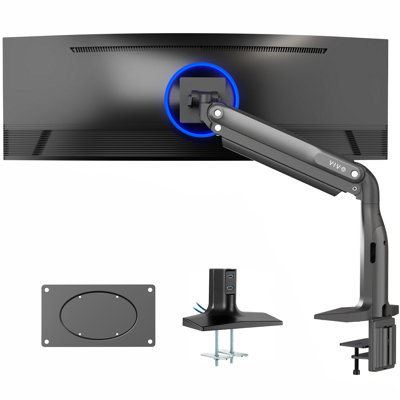 Support de bureau pour écran large USB avec bras pneumatique
