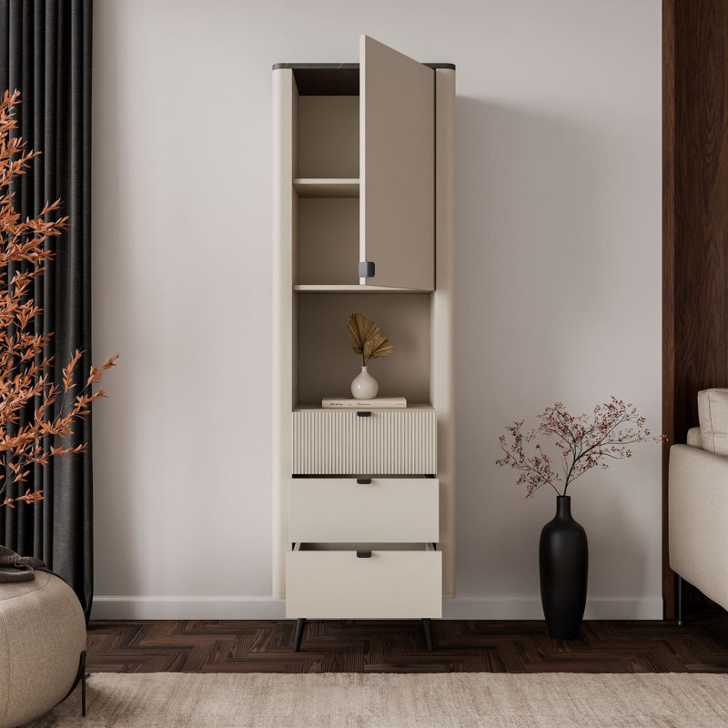 191cm H x 60cm W Bookcase, cashmere / grey stone