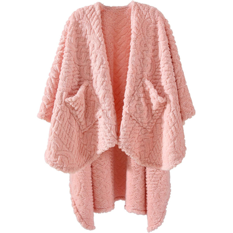 Jeté en sherpa avec poches Wearable, Rose