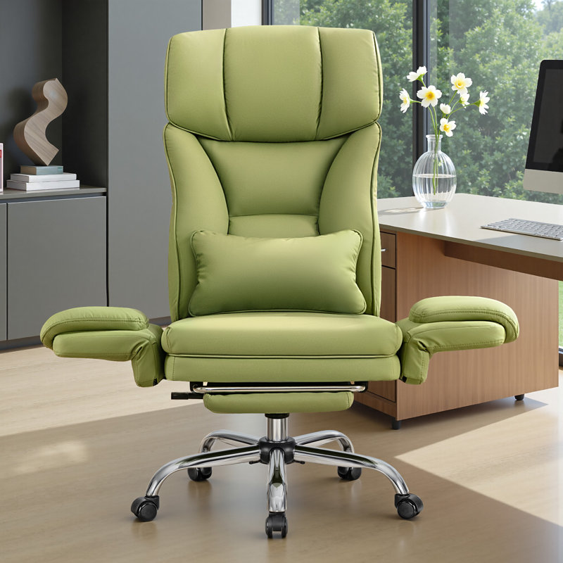 Chaise de bureau ergonomique inclinable à haut dossier avec dossier et repose-pieds réglables, Vert avocat
