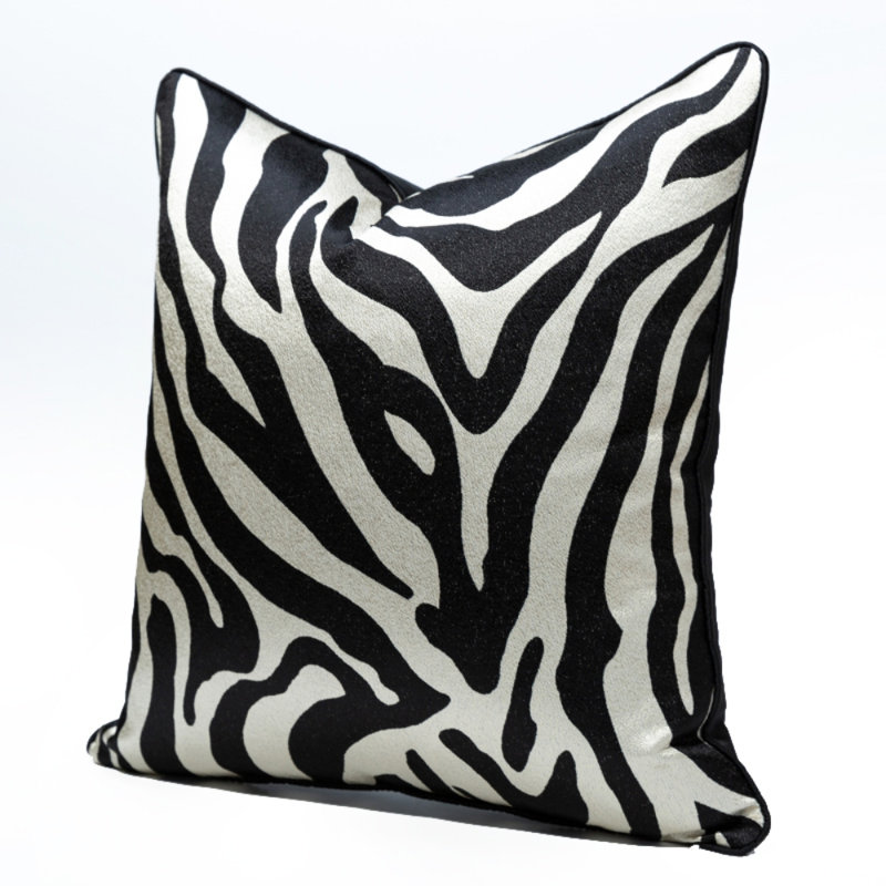 Housse de coussin réversible Abstract, H 18 po x l 18 po, Noir / blanc, abstrait