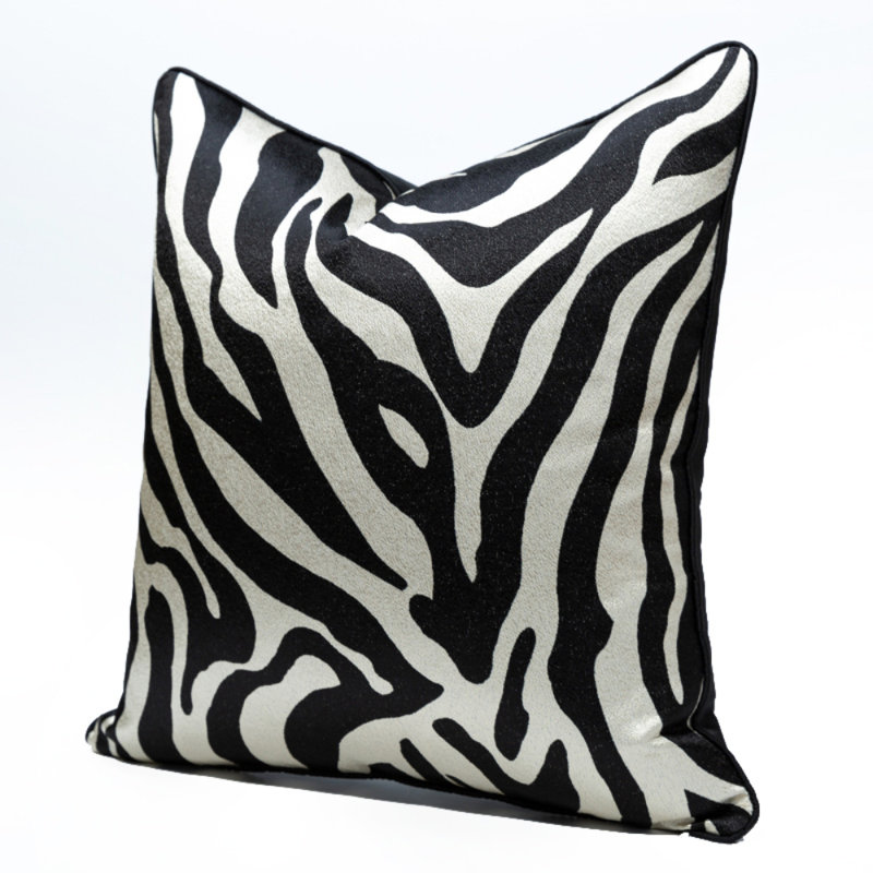 Housse de coussin réversible Abstract, H 20 po x l 20 po, Noir / blanc, abstrait