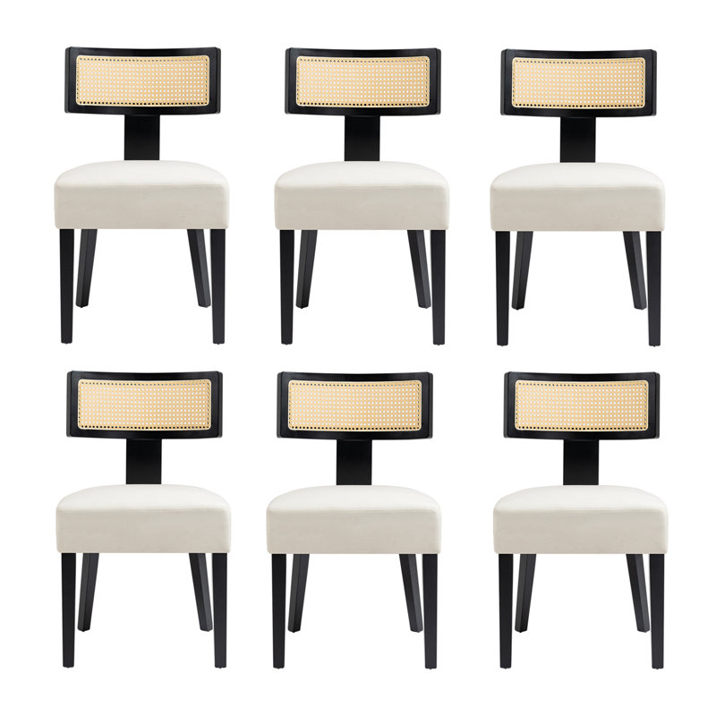 Carrew Fabric Side Chair Dining Chair, White, Black