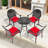 5-Piece Set Of Cast Aluminum Patio Furniture With Black Frame And Seat Cushions