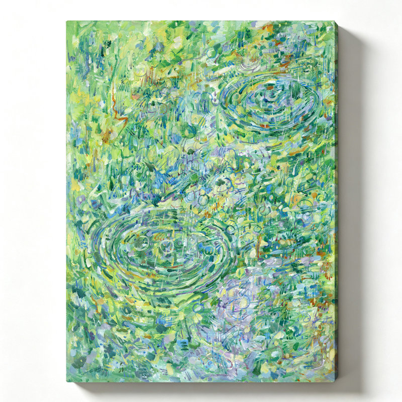 Art mural abstrait sur toile « Ondulations verdoyantes », H 24 po x l 36 po, Gallery Wrapped