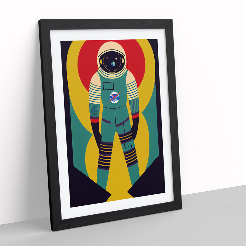 Astronaut Pop Art No.2 - Single Picture Frame Print, 64cm H x 46cm W x 2cm D, Black Framed