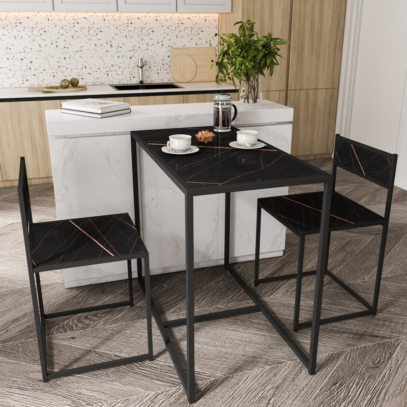 Amayah 2 - Person Dining Set, Black, Black
