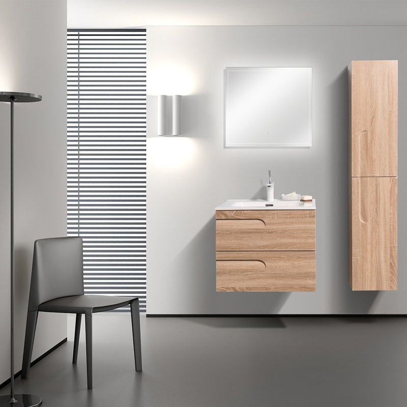Alberthe 24" Wall-Mounted Single Bathroom Vanity Set, Maple