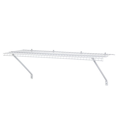 White Wire Shelf Kit 1 Tier Shelving Unit for Wardrobe or Utility Storage