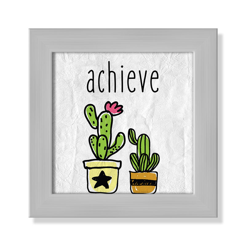 Impression sur papier Cacti C, Encadré plat argent, H 8 po x l 8 po x P 0,6 po