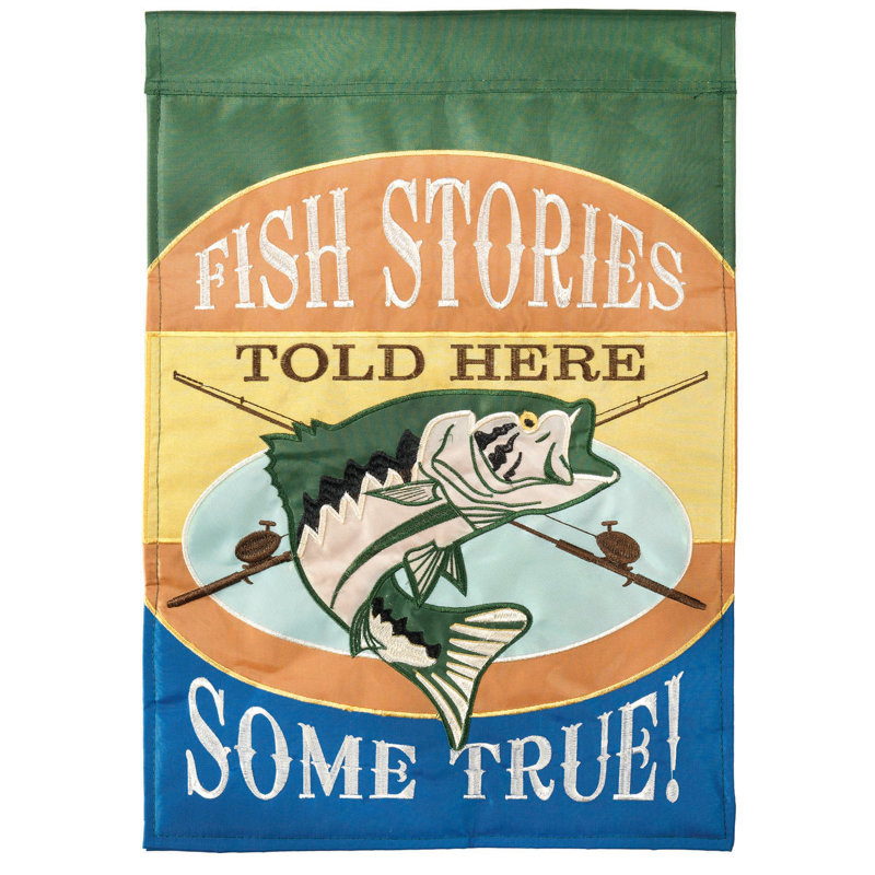 Drapeau de jardin en polyester 18 po x 13 po Bevis Fish Stories