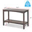 Console d'extérieur pour table de bar étroite avec canapé 45 po en osier multifonctionnel pour buffet et rangement à 2 tablettes avec pieds réglables pour le vestibule brun