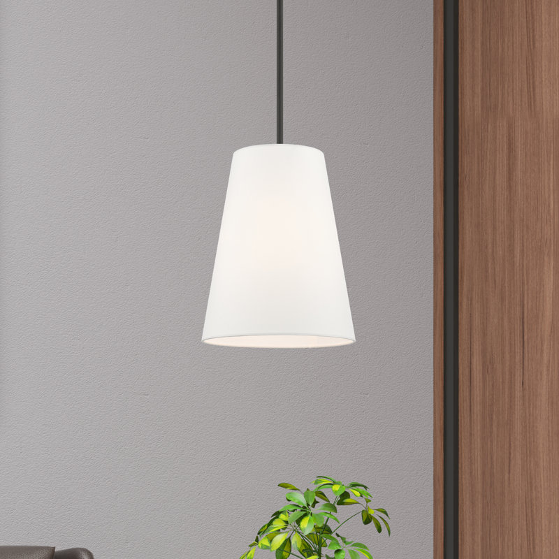 Luminaire suspendu conique à 1 lumière Grove, Noir, Blanc