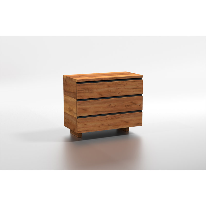 Muskoka Solid Wood 90cm W 3 - Drawer Chest of Drawers, Cherry Brown