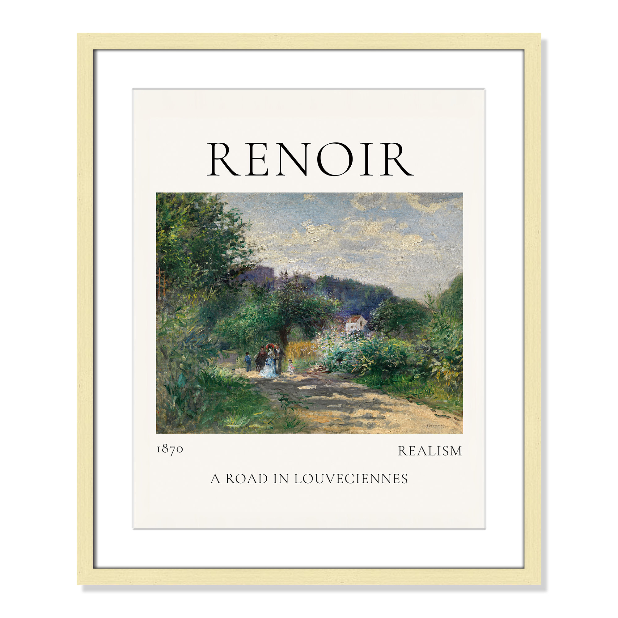 Old Masters Collection " A Road In Louveciennes " by Auguste Renoir, Gold Single Picture Frame, 25.5" H x 21.5" W x 1.25" D
