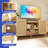 65" Rustic Boho Media Center with Rattan Cabinet Door and Cord Holes