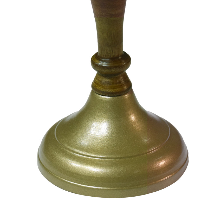 Porte-bougie sur pied en fer et bois fabriqué à la main, Or