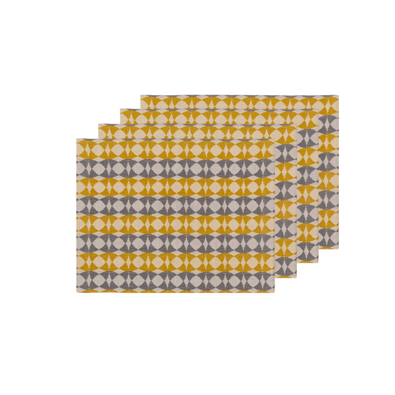 Handloom Jacquard Collection Table Placemat 14x18 Inch, Gray;Yellow
