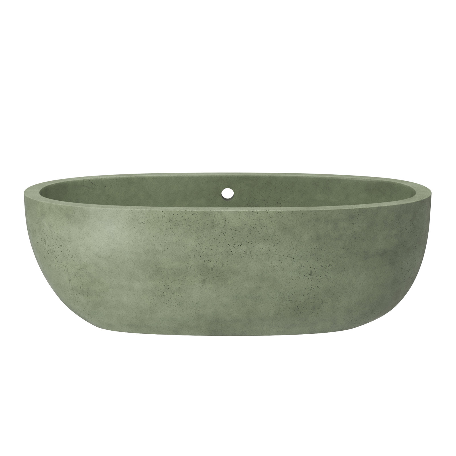 Avalon NativeStone Concrete Freestanding Oval Soaking Bathtub, 22" H x 36" W x 66" L, Sage
