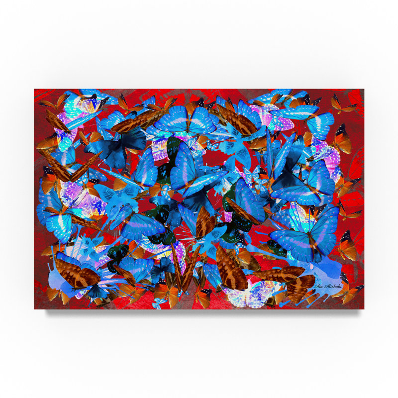 «Red and Blue Abstract», reproduction de peinture à l'huile sur toile tendue, 16 po x 24 po